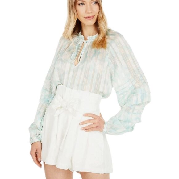 BCBGMAXAZRIA Printed Long‎ Sleeve Blouse SIZE MEDIUM - Picture 10 of 16